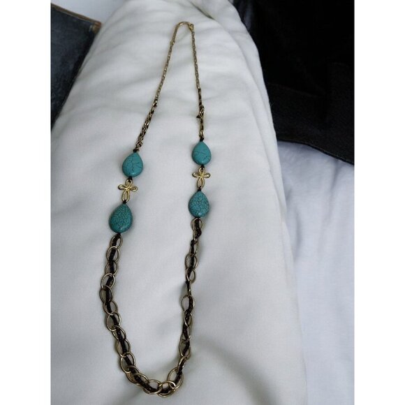 Fashion Costume Turquoise Teardrop Pendant Necklace Western Boho Statement - Picture 2 of 4